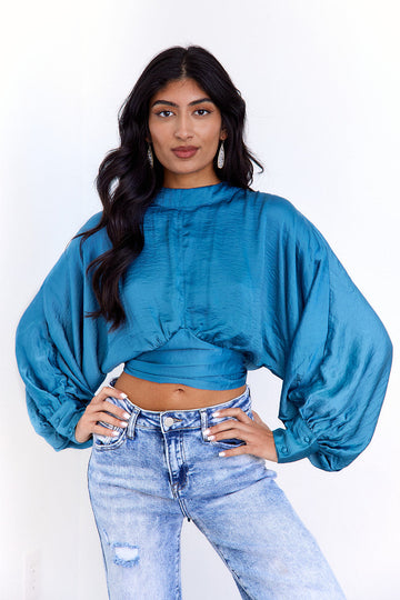 Gwen High Neck Balloon Sleeve Top