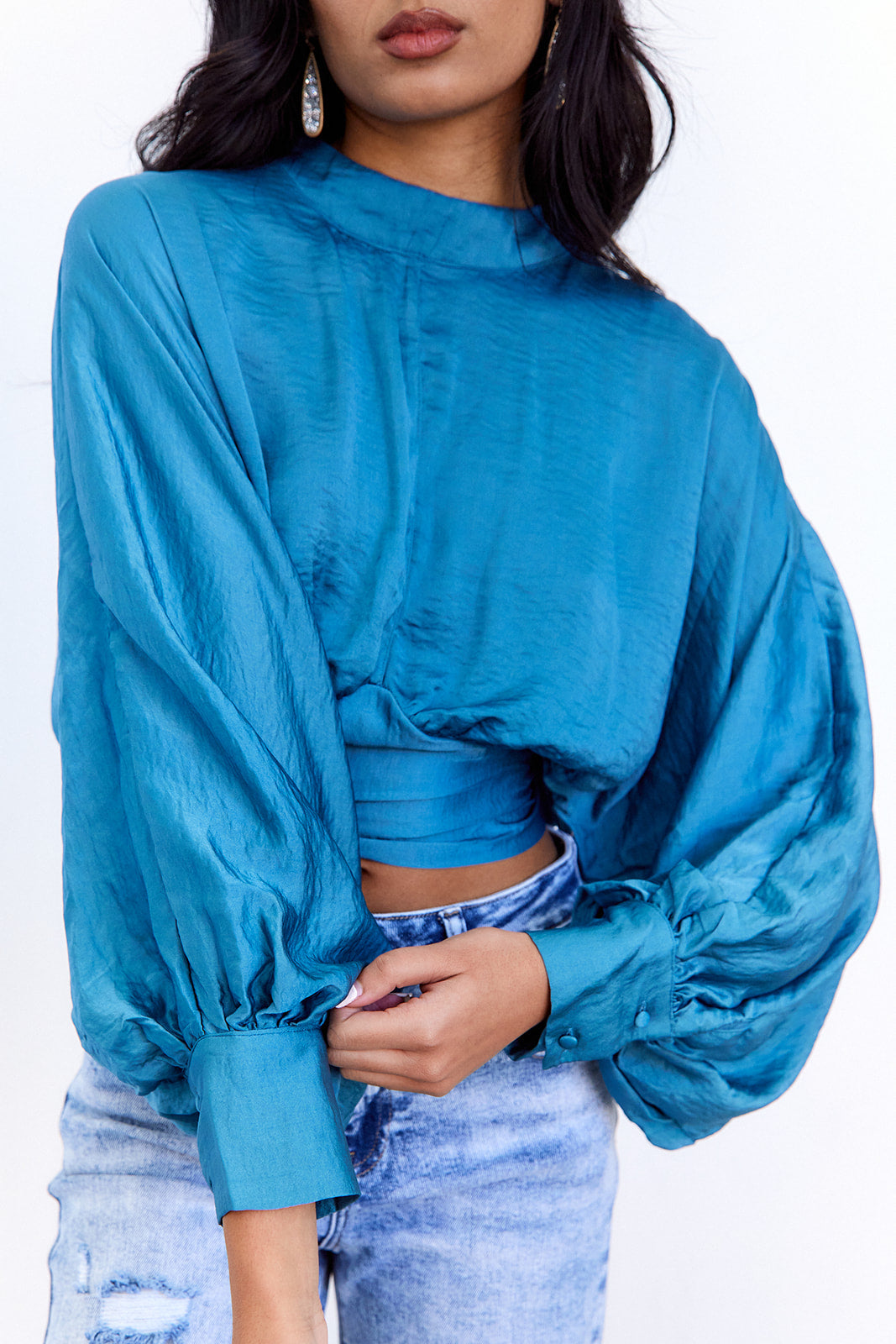 Gwen High Neck Balloon Sleeve Top