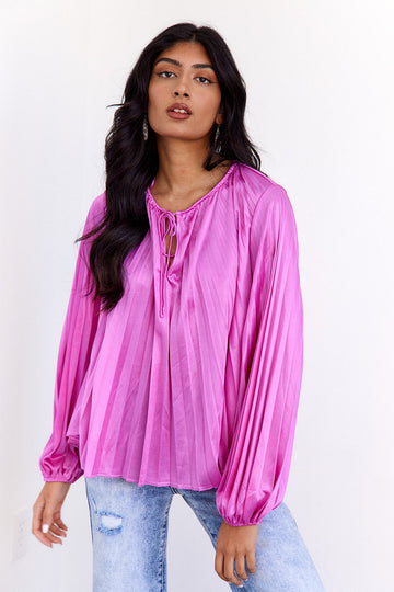 SALE- Addy Pleated Round Collar Blouse