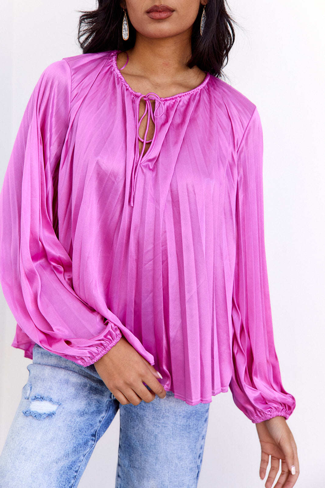 SALE- Addy Pleated Round Collar Blouse