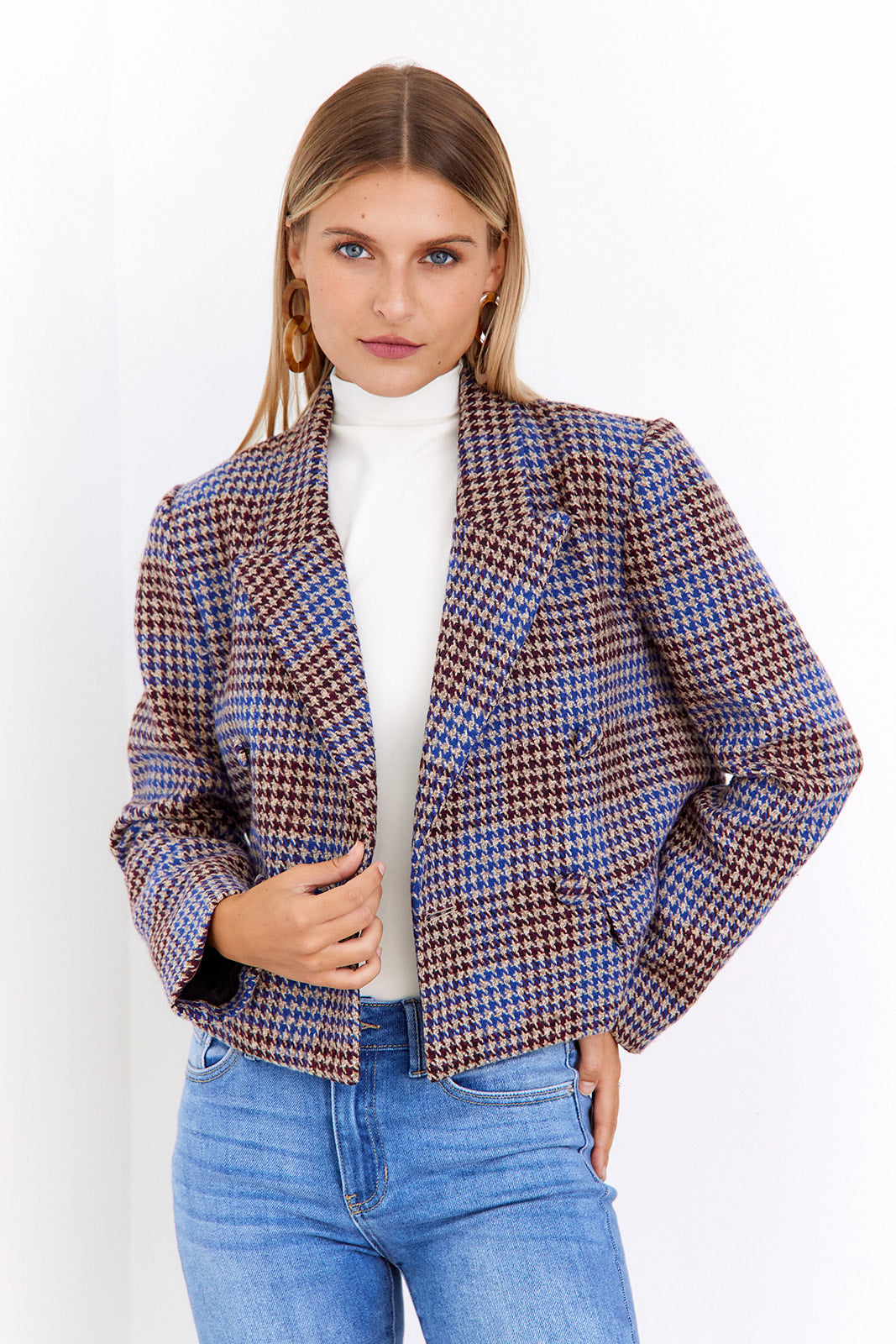 SALE - Amalie Herringbone Cropped Blazer