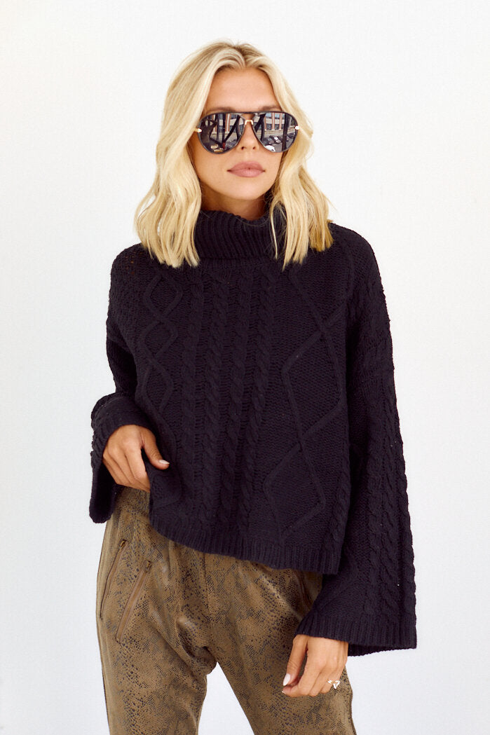 Galvez Cableknit Turtleneck Sweater