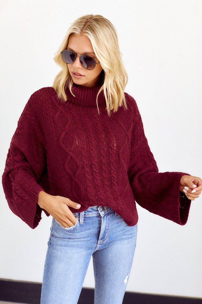 Galvez Cableknit Turtleneck Sweater