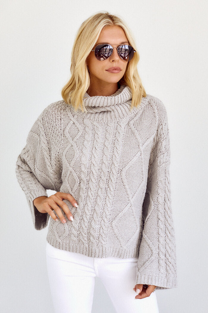 Galvez Cableknit Turtleneck Sweater