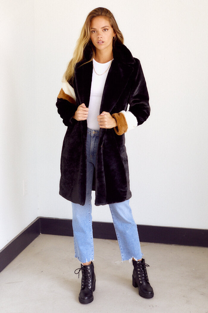 Bentley Stripe Faux Fur Jacket