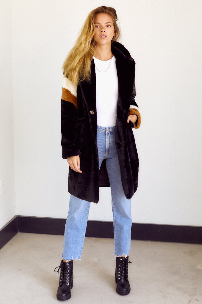 Bentley Stripe Faux Fur Jacket