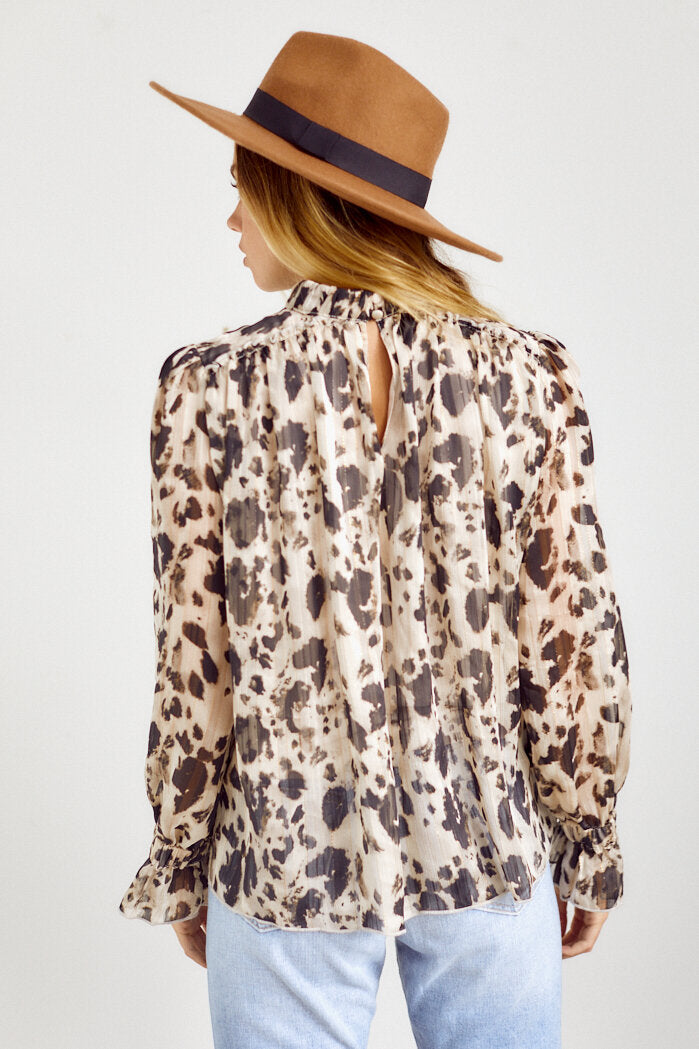 Fannin Printed Mock Neck Blouse