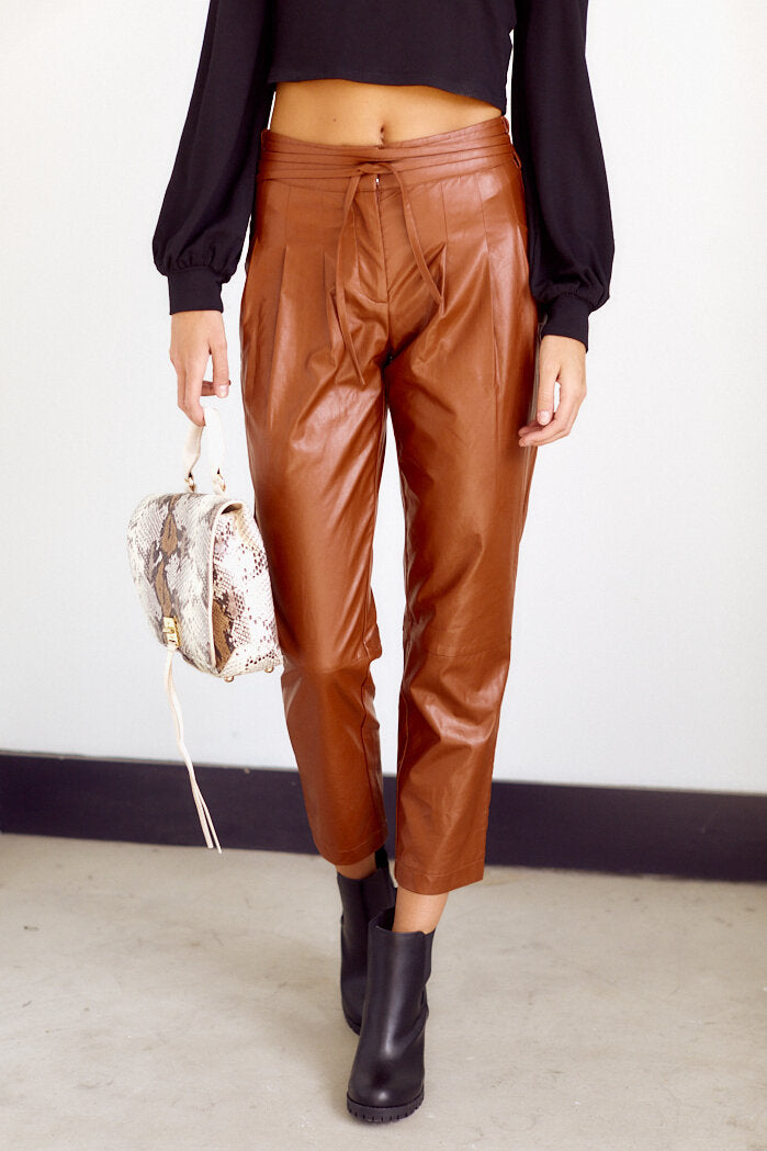 Leta Faux Leather Cropped Pants