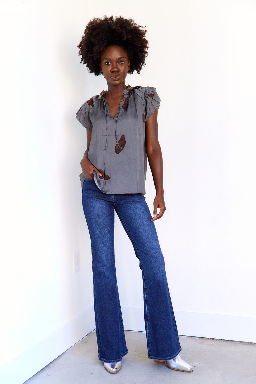 Lola Print Flutter Sleeve Blouse