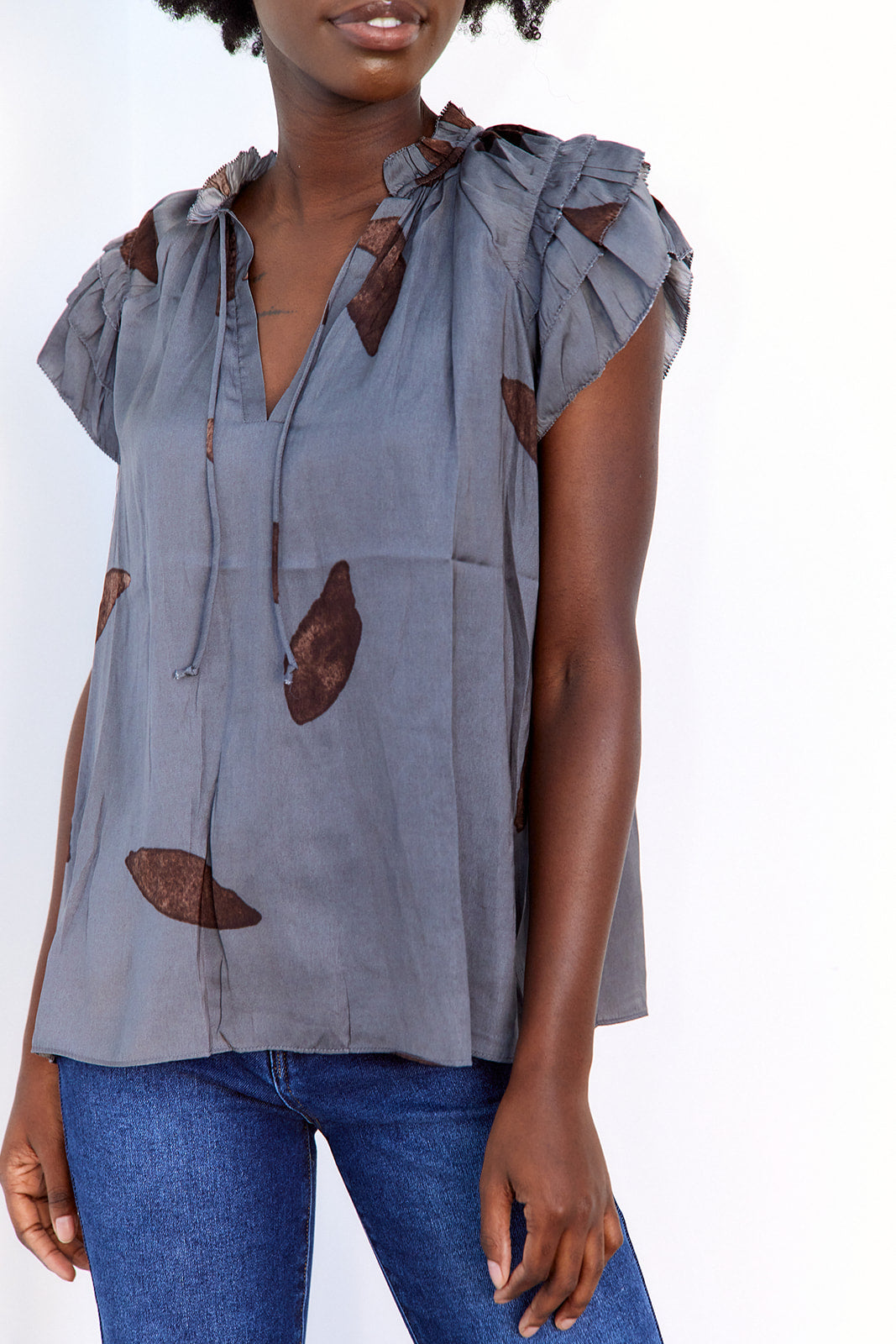Lola Print Flutter Sleeve Blouse