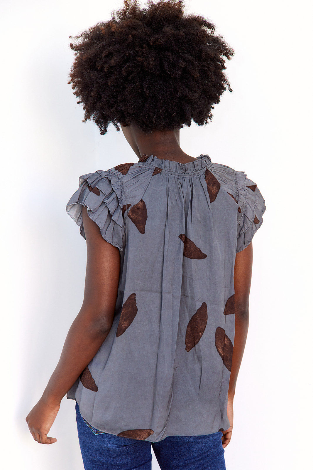 Lola Print Flutter Sleeve Blouse
