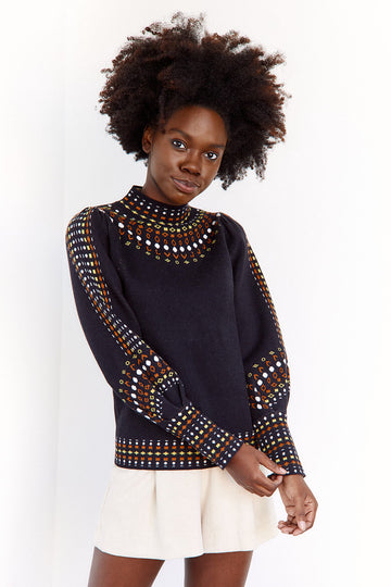 SALE - Mina Mock Neck Printed Sweater
