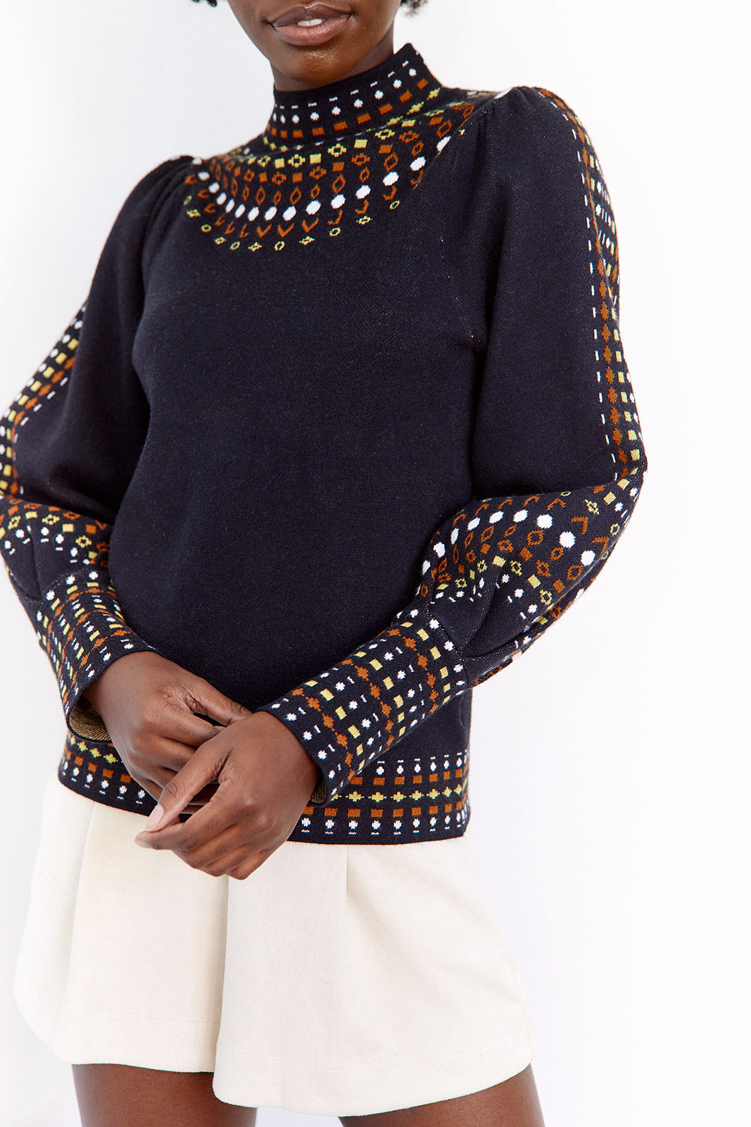SALE - Mina Mock Neck Printed Sweater