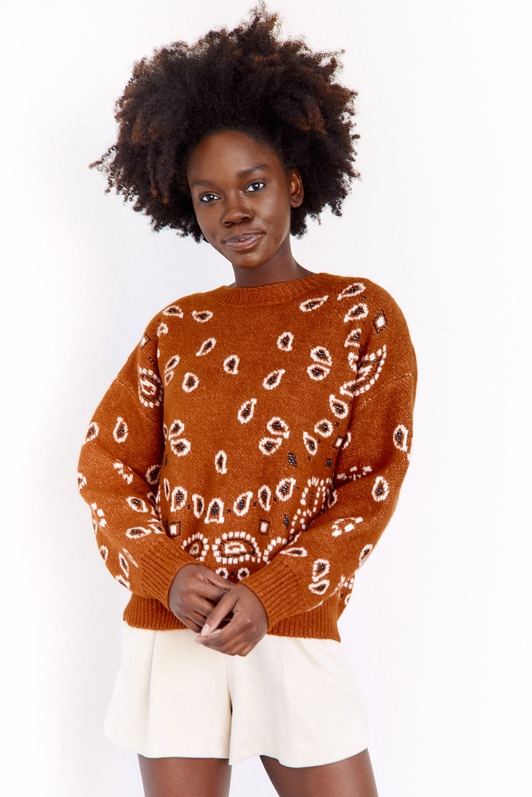 SALE - Demetria Bandana Printed Sweater