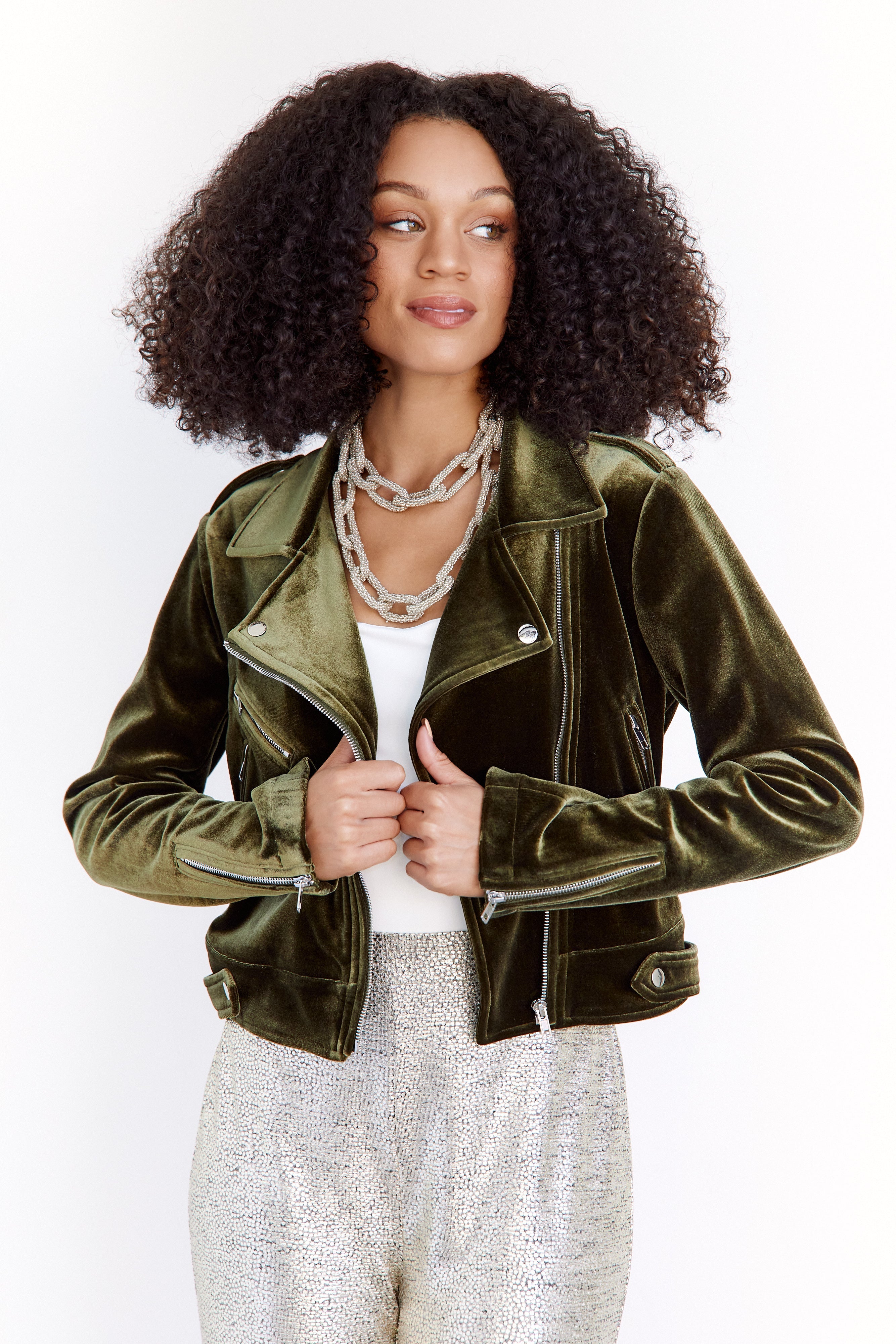 Miley Velvet Moto Jacket