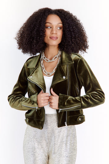 Miley Velvet Moto Jacket