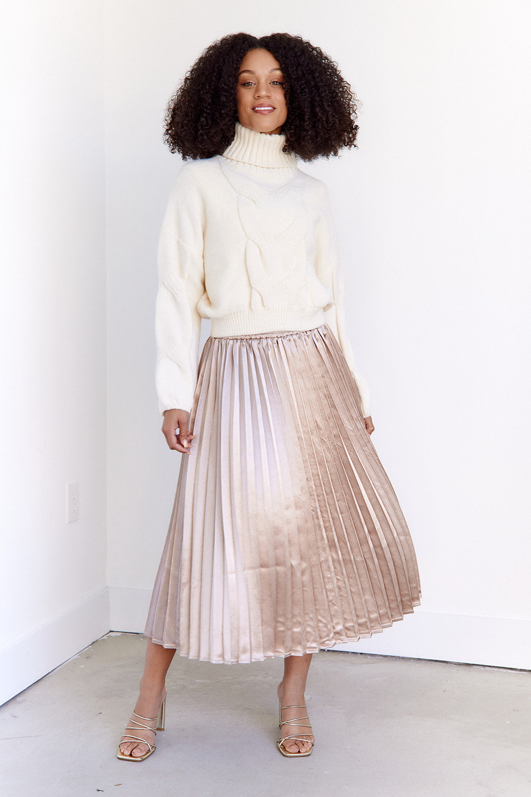 SALE - Tillery Pleated Shimmer Midi Skirt