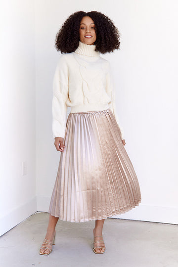 SALE - Tillery Pleated Shimmer Midi Skirt