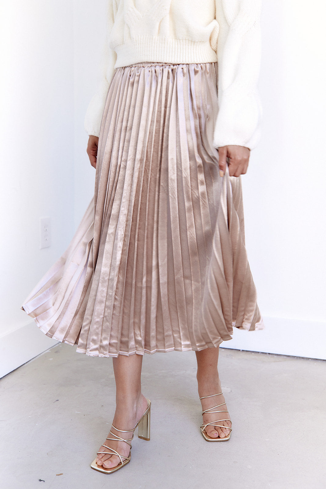SALE - Tillery Pleated Shimmer Midi Skirt