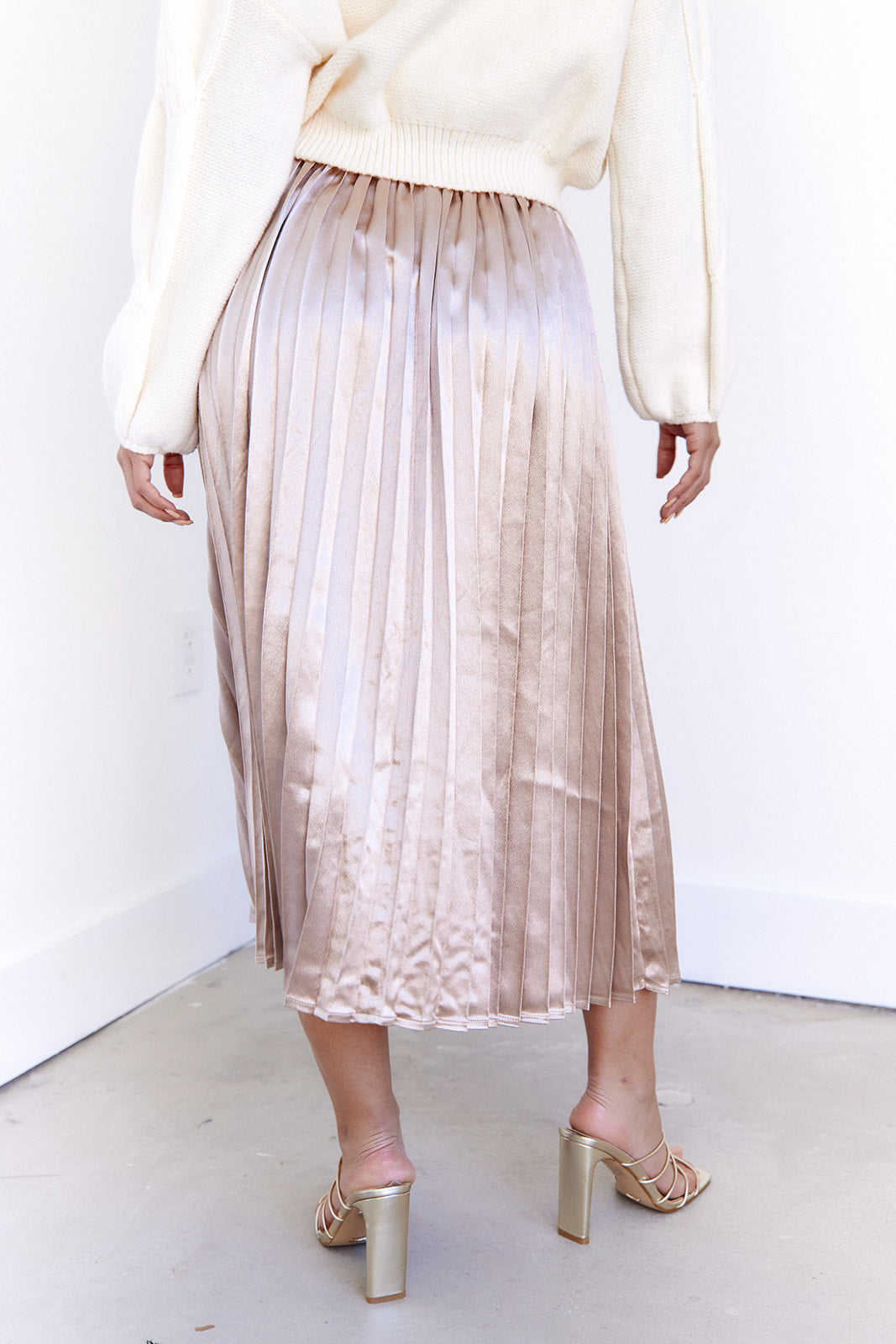 SALE - Tillery Pleated Shimmer Midi Skirt