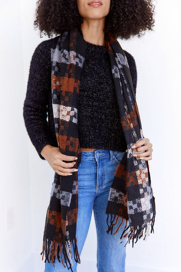 SALE - Savanna Plaid Fringe Scarf