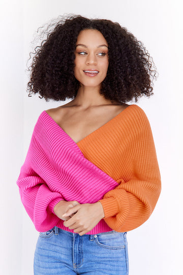 SALE - Ember Colorblock Wrap Sweater