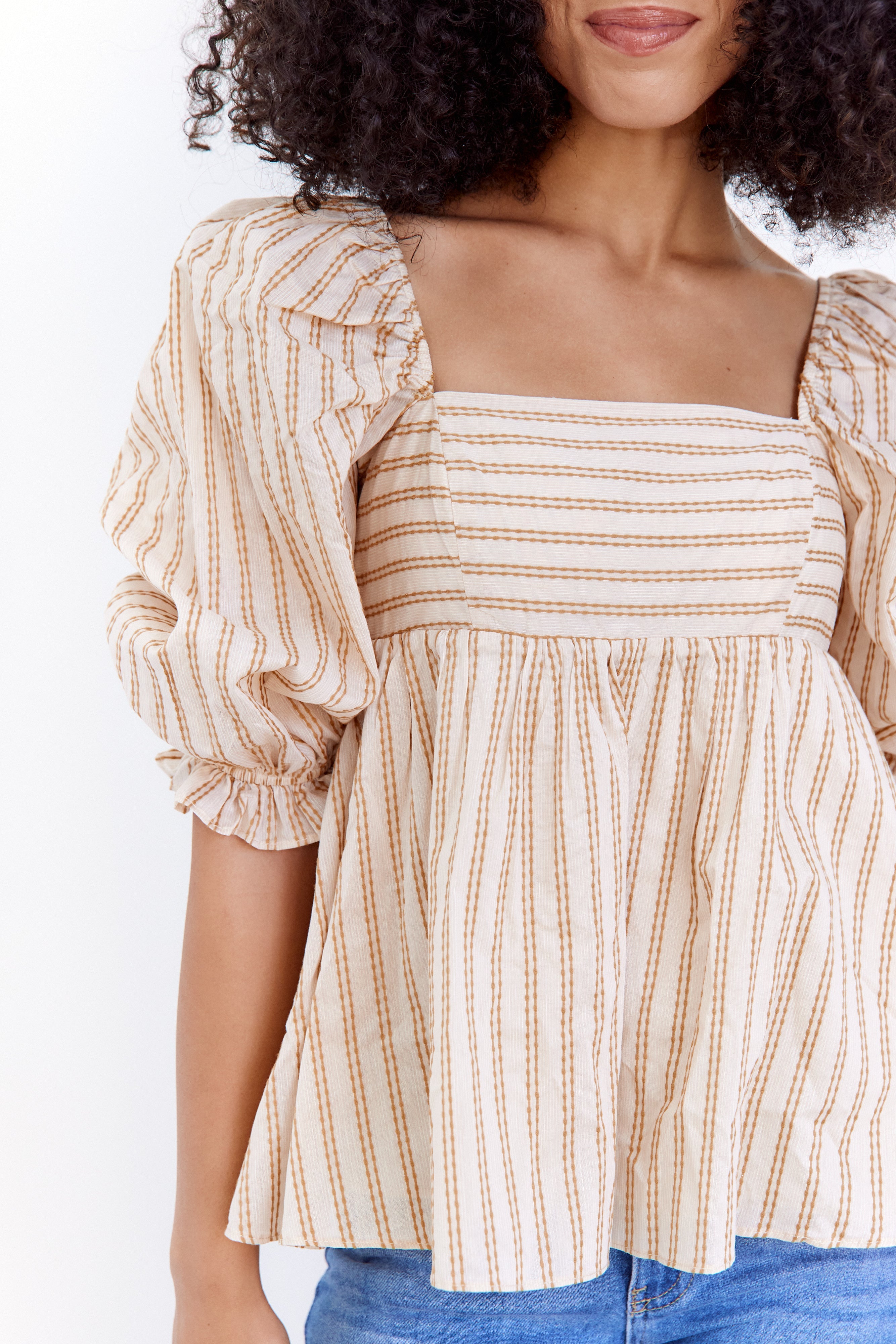 SALE- Adalynn Striped Babydoll Top