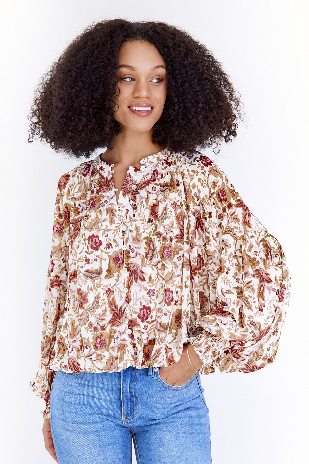 SALE - Rue Button Down Floral Blouse