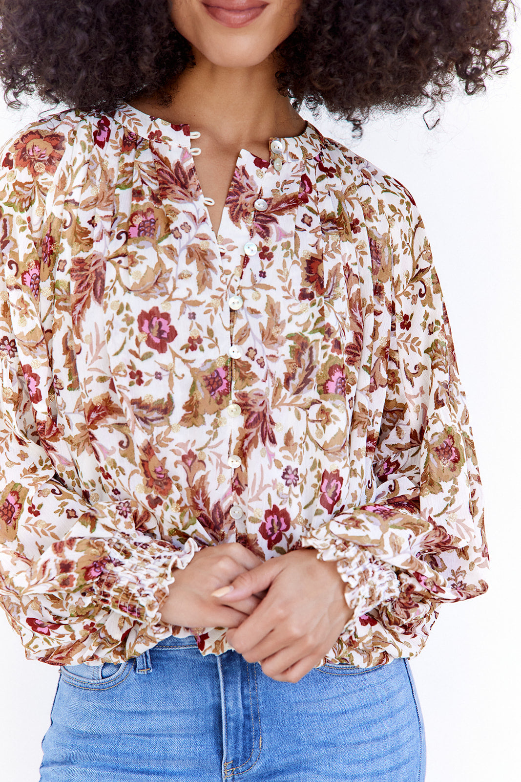 SALE - Rue Button Down Floral Blouse