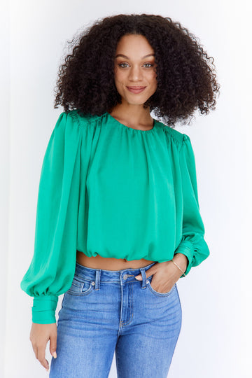 Adina Pleated Shoulder Pad Blouse