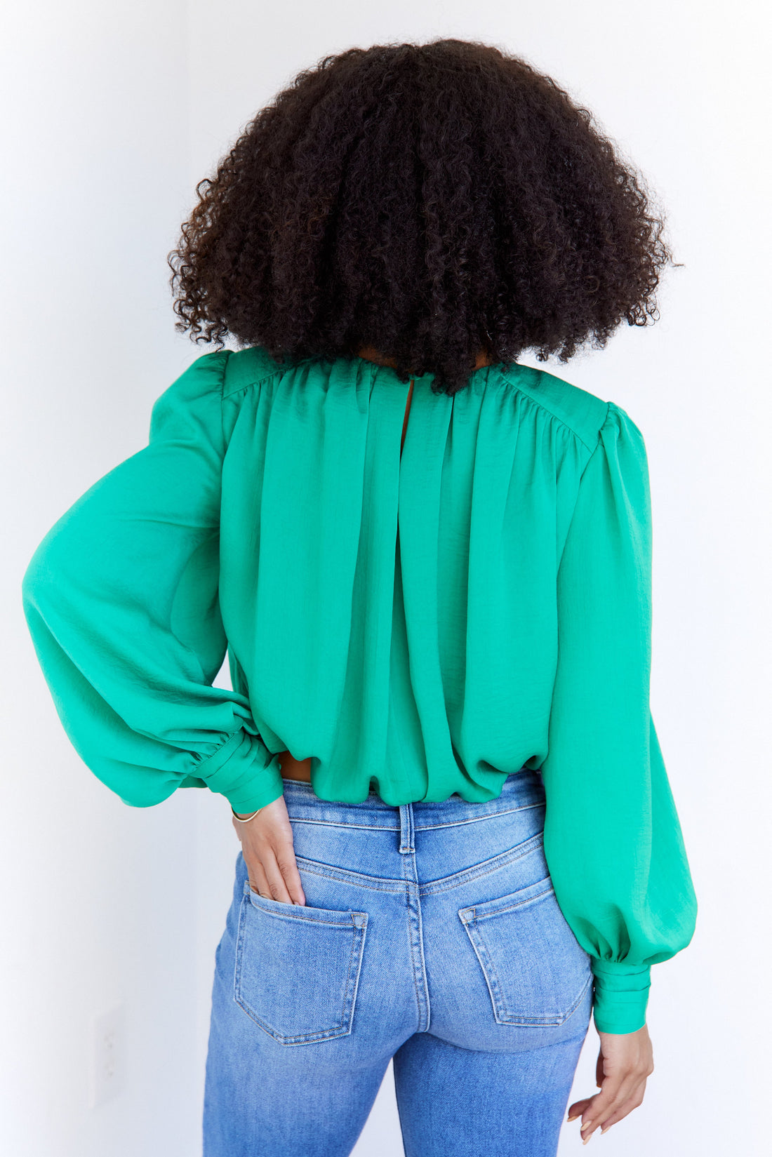 Adina Pleated Shoulder Pad Blouse