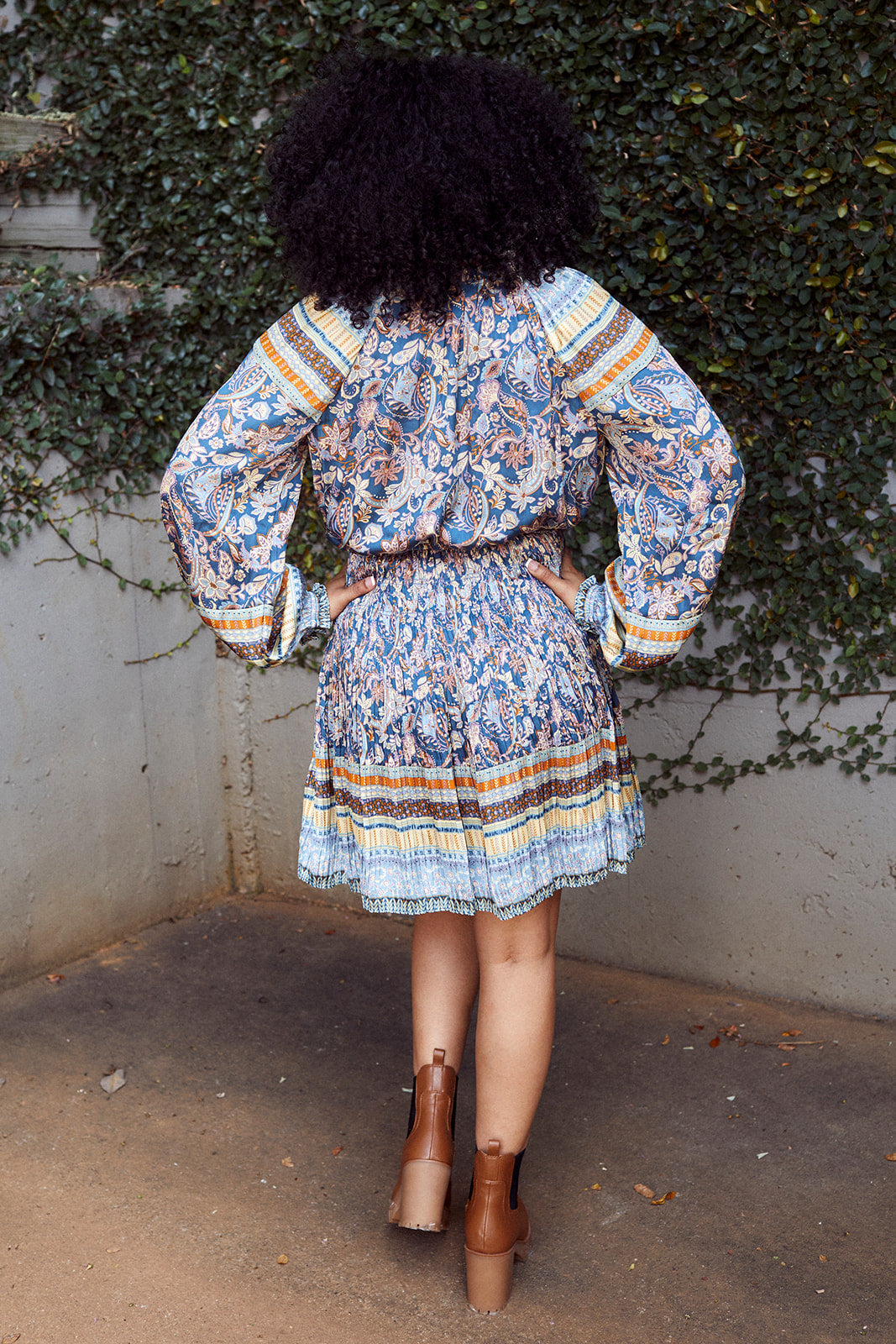 Kaela Printed Pleated Mini Dress
