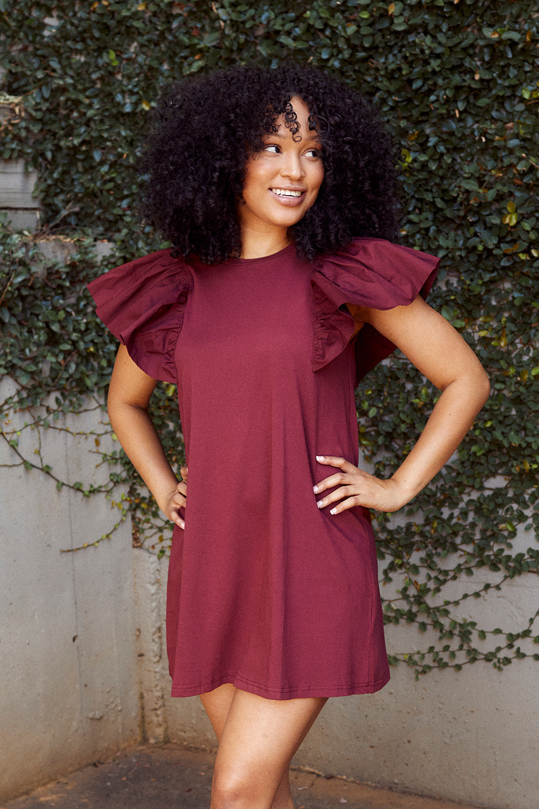 Wrennon Flutter Sleeve Dress