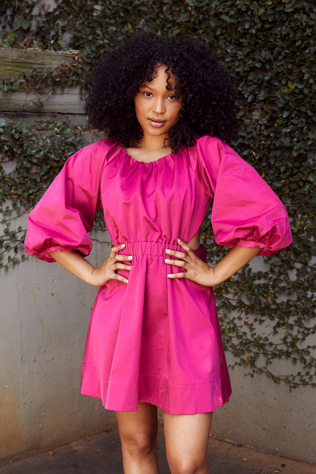 Parrie Puff Sleeve Cut Out Detail Dress
