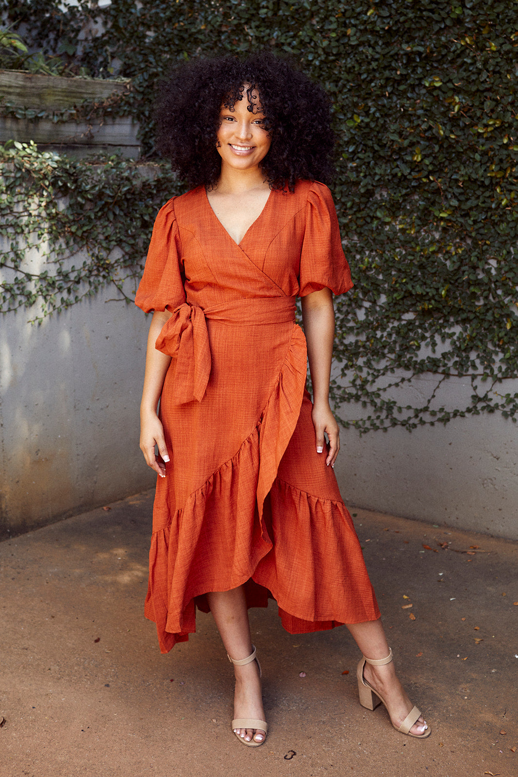 Manning Ruffled Trim Wrap Dress