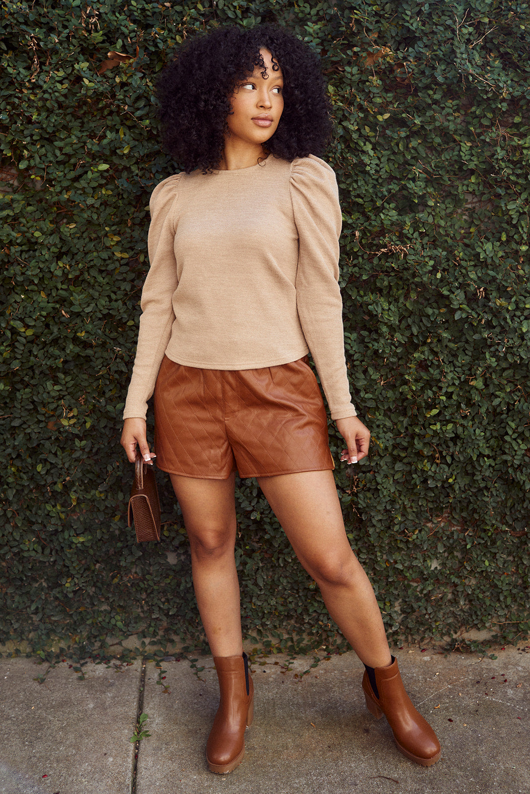 Dara Faux Leather Quilted Shorts