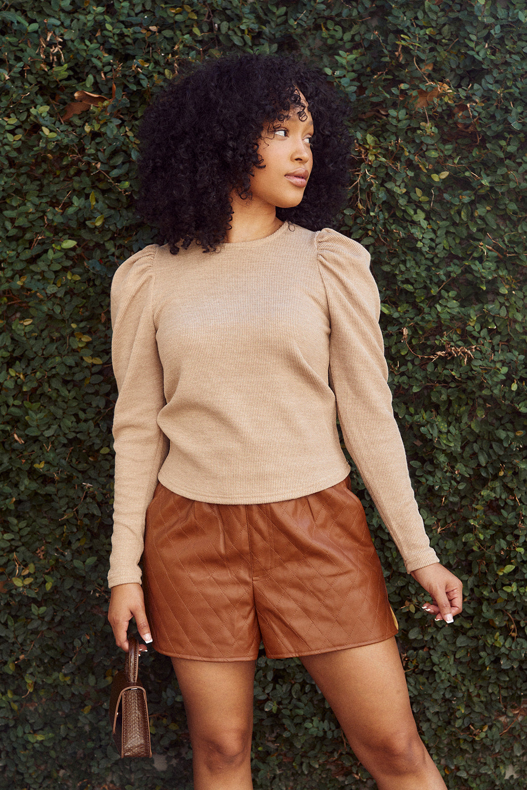 Dara Faux Leather Quilted Shorts