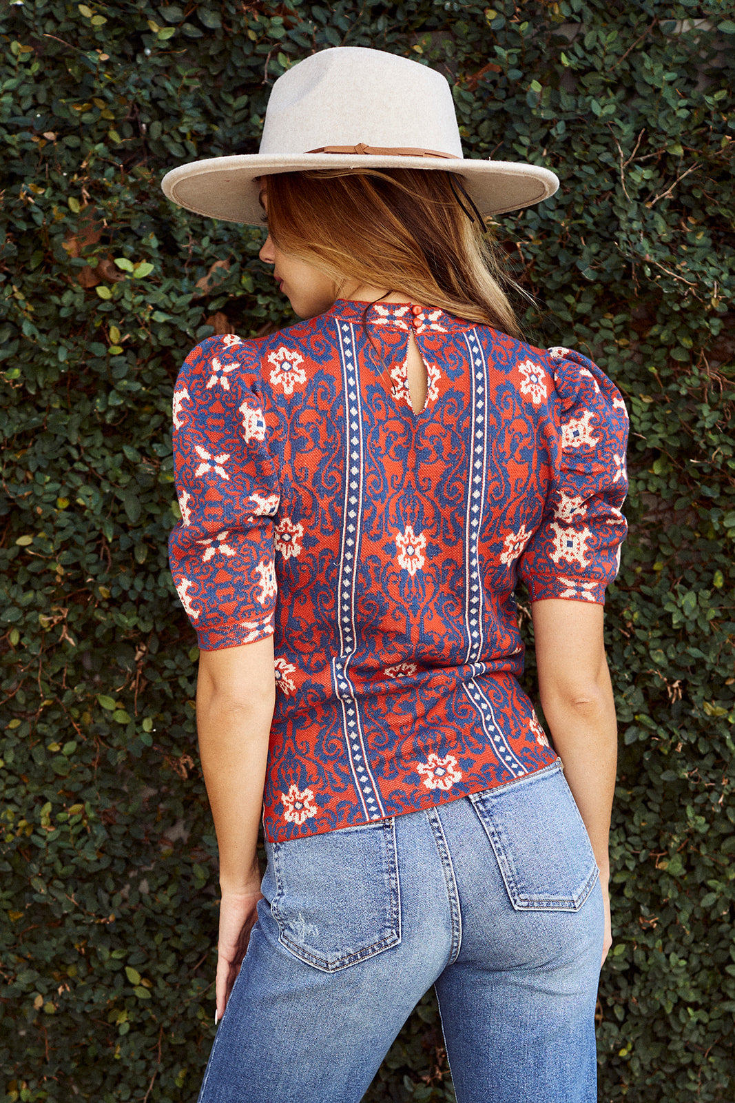 Ranya Short Sleeve Jacquard Sweater
