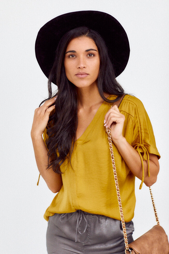 Lolo Ruched Sleeve Blouse