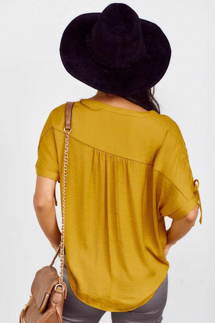 Lolo Ruched Sleeve Blouse