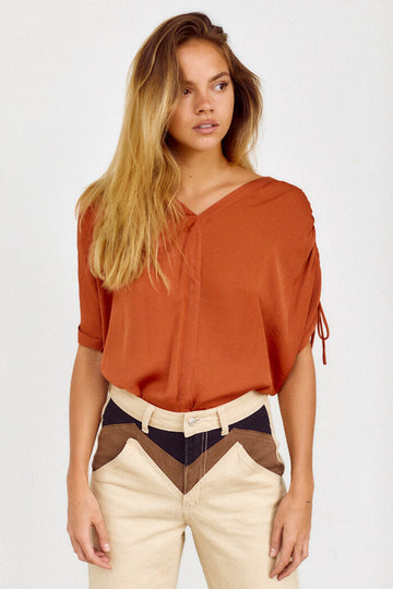 Lolo Ruched Sleeve Blouse