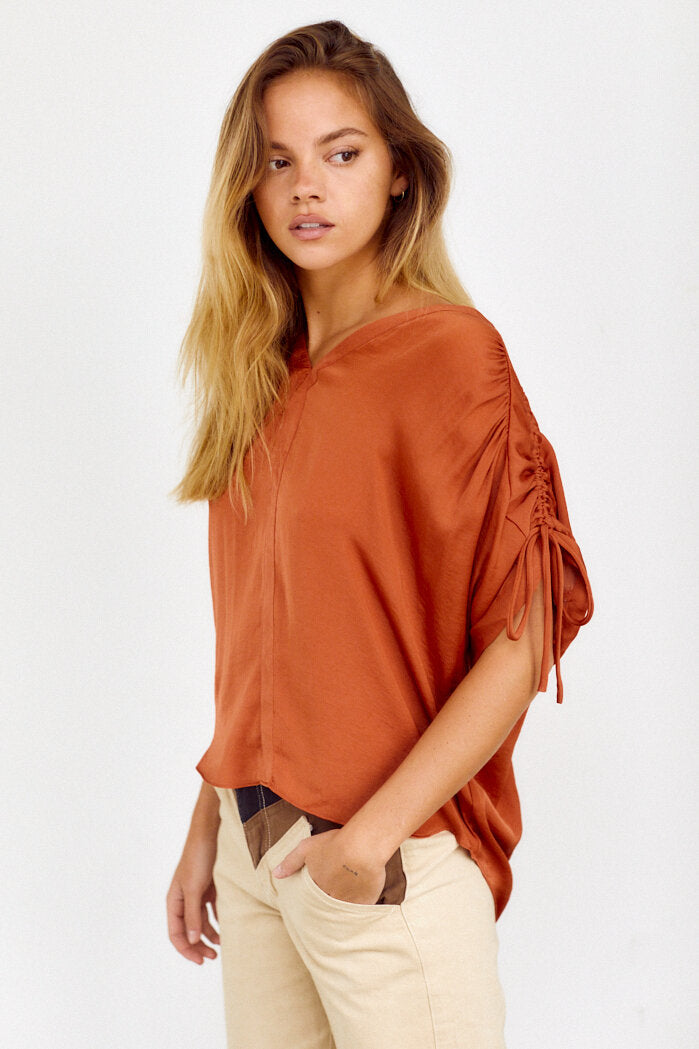 Lolo Ruched Sleeve Blouse