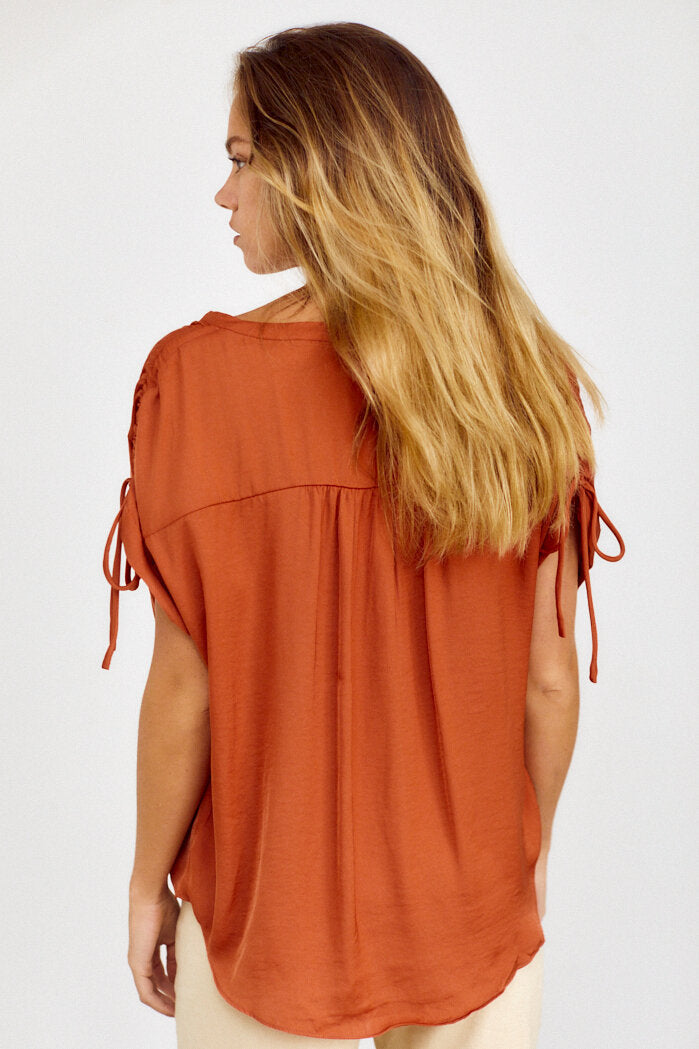 Lolo Ruched Sleeve Blouse