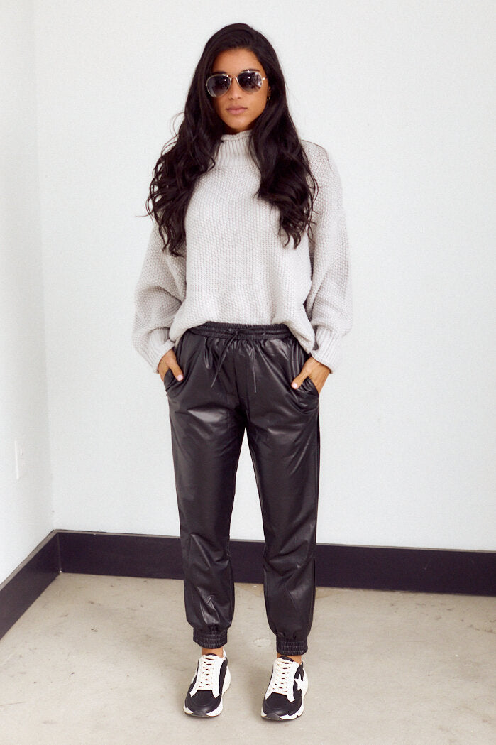 Delia Faux Leather Jogger