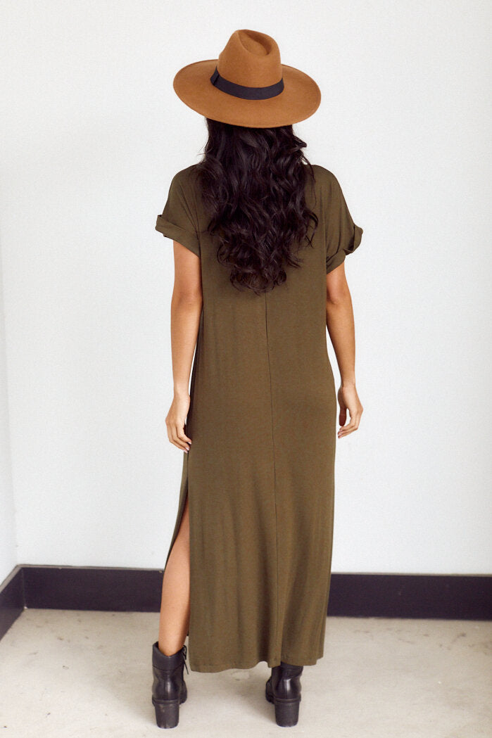 Carole Side Slit Midi T-Shirt Dress