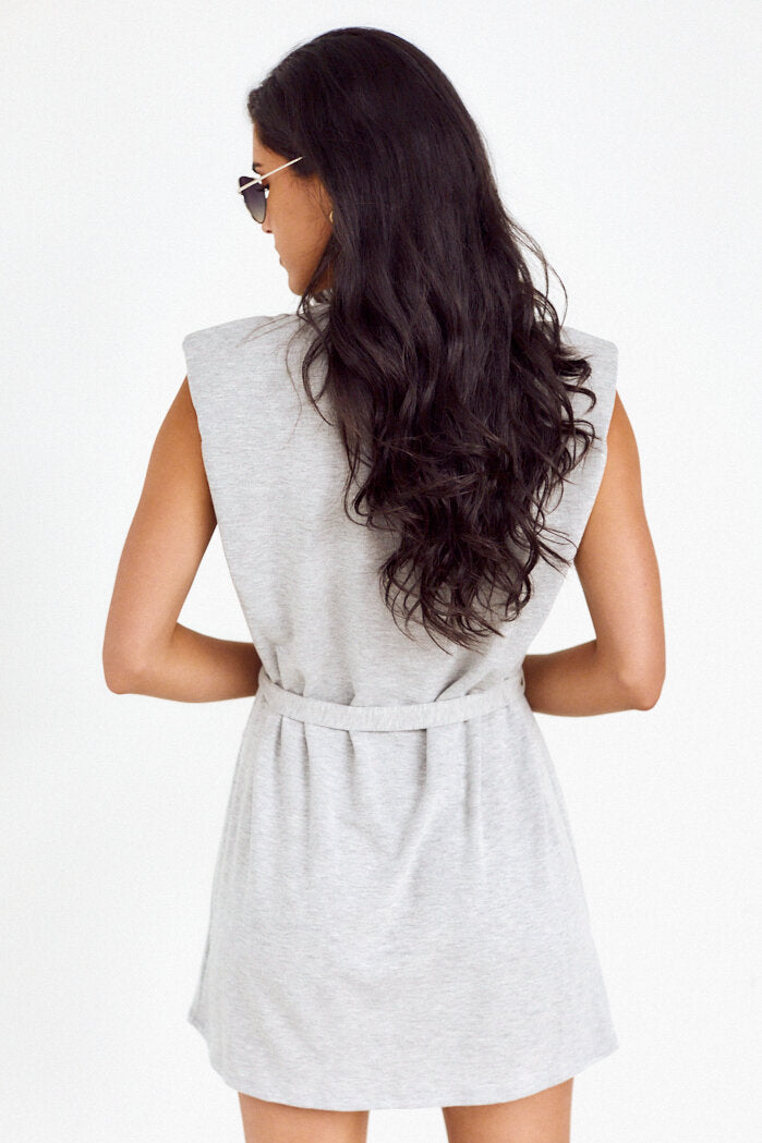 Monroe Shoulder Pad Tie Waist Dress