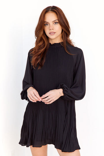 Leigha Long Sleeve Pleated Mini Dress