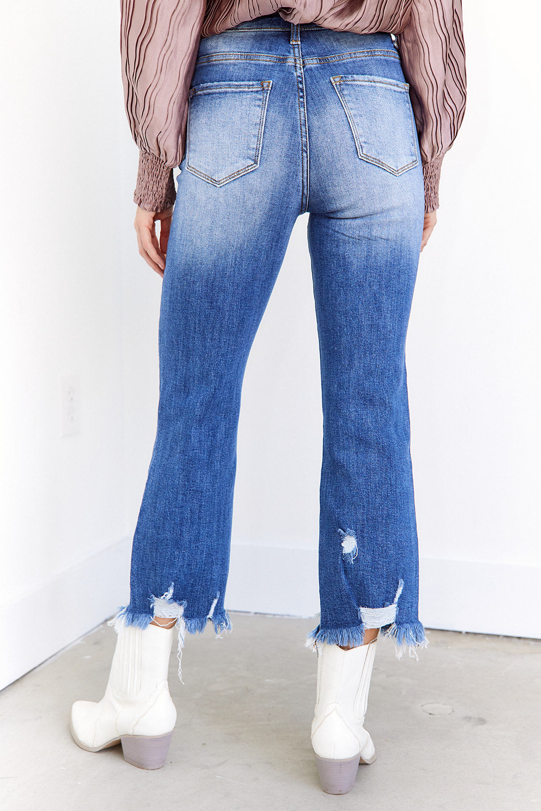 SALE - Lumi Rhinestone Detail Straight High Waisted Jeans