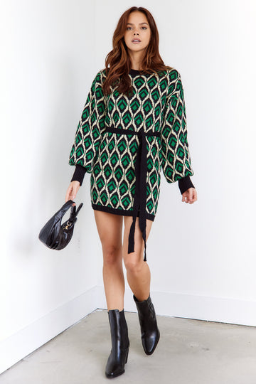 SALE - Hallie Geo Printed Sweater Dress