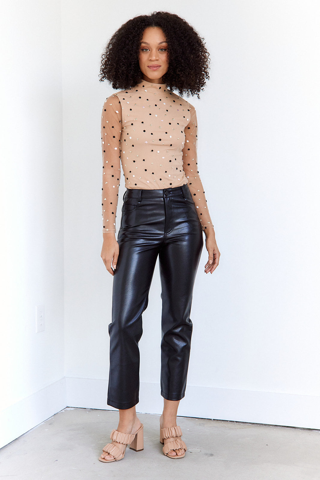 SALE - Sage Faux Leather Straight Leg Pants